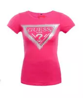 tee shirt mujer guess short sleeve genereux cotton 2013 france sm snowflake pink